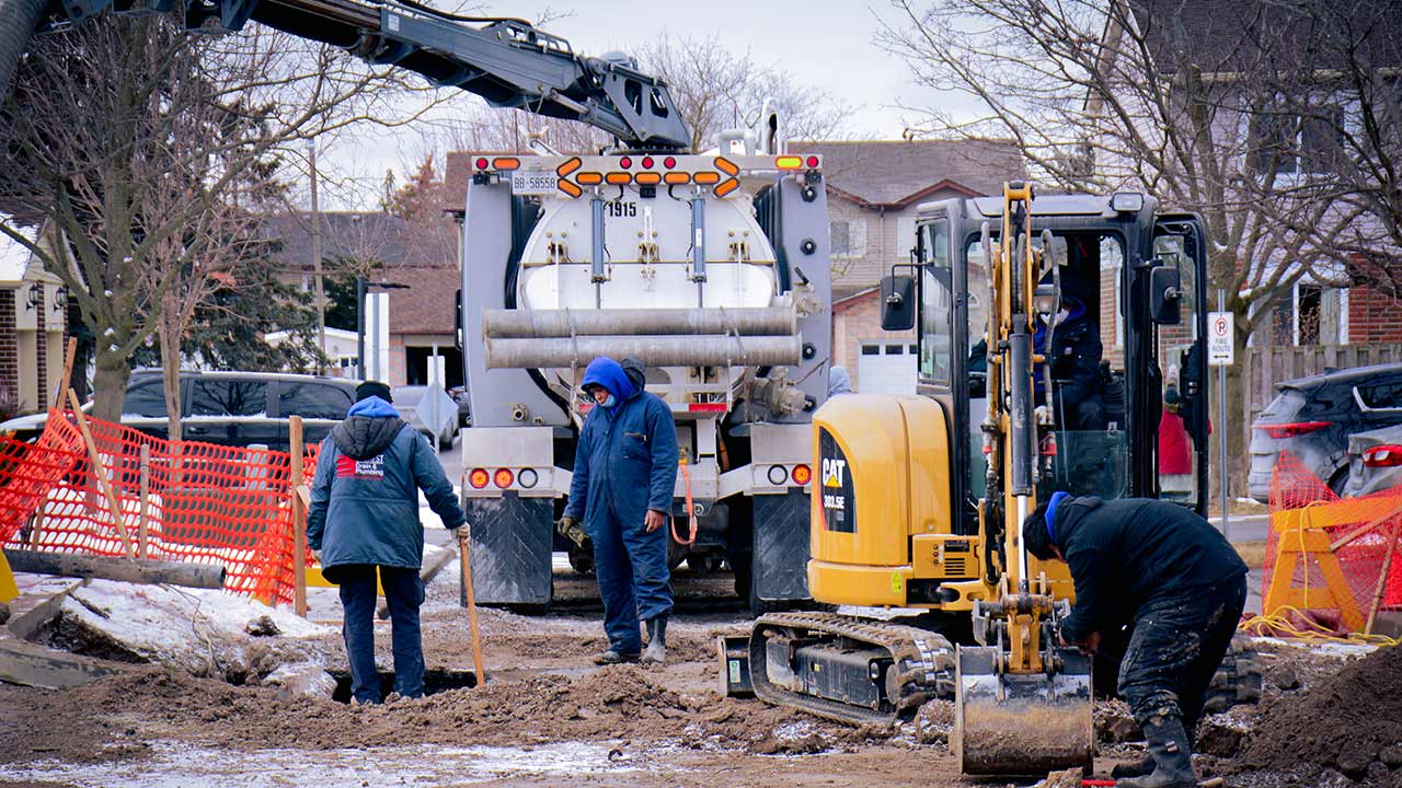 Everest team replacing the water main line